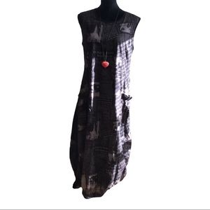 🗞 I.C. By Connie K Newspaper Print Black & Gray Balloon Dress Size: Small